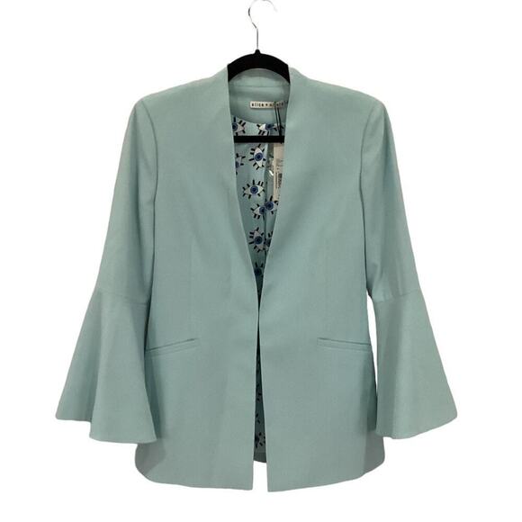 Alice + Olivia Skye Trumpet Sleeve Boyfriend Blazer In Powder Blue Size Small - Picture 4 of 15